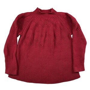 Orvis Sweater Womens XL Ribbed Cotton Cotton Wool Cashmere Red Pullover